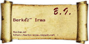 Berkó Irma névjegykártya