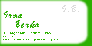 irma berko business card